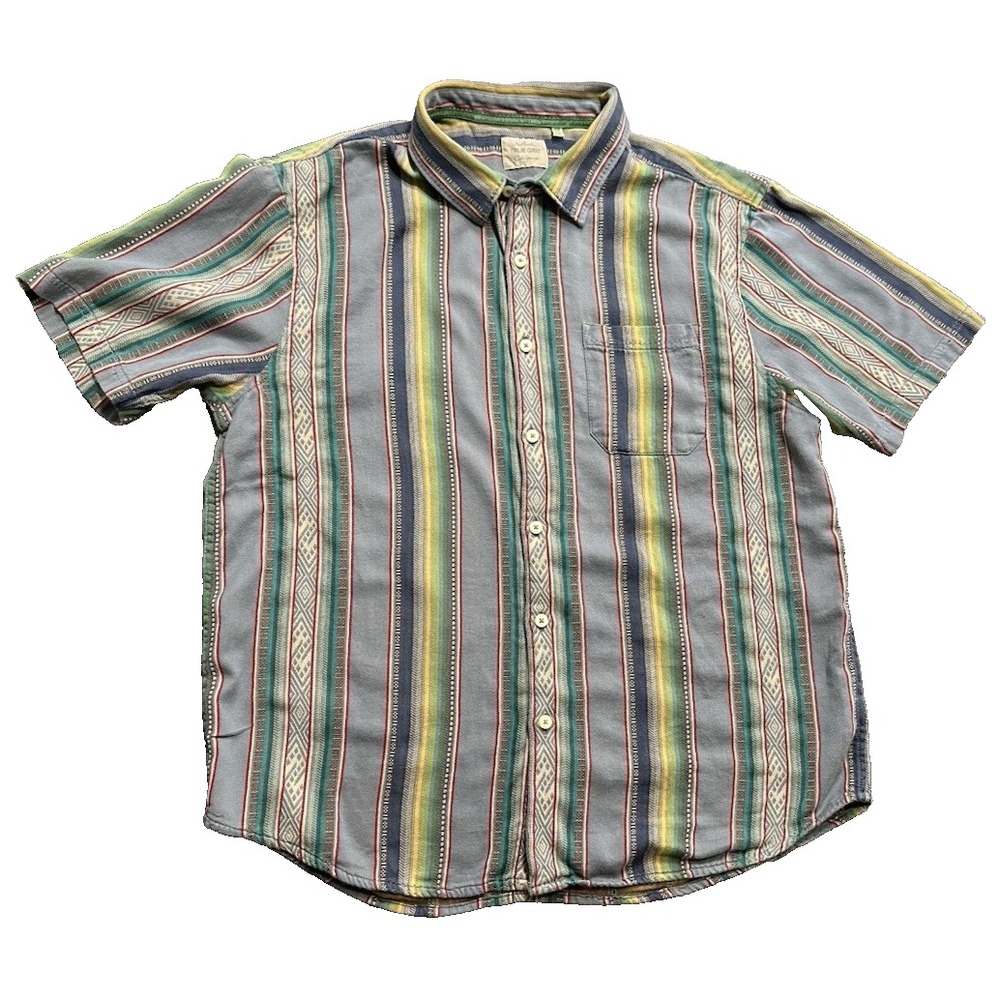True Grit Vintage   Short Sleeve‎ Shirt  Vintage Tribal Stripes Woven sz XXL